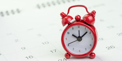 Date and time reminder to clock in and out