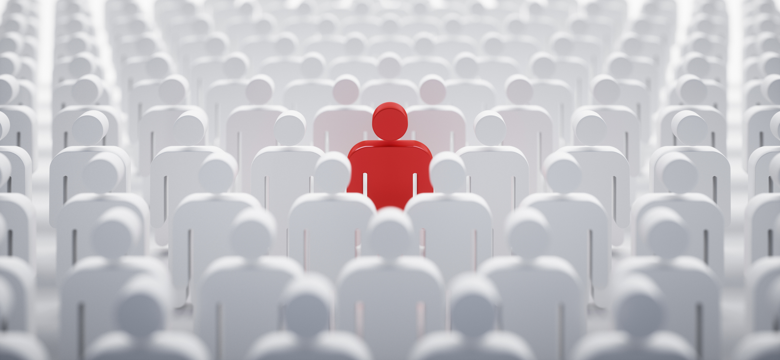 Red Icon Standing Out Among White Icons